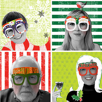Christmas Card Pack Of Four Fun Glasses, 3 of 5