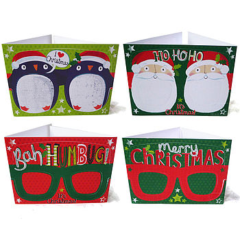 Christmas Card Pack Of Four Fun Glasses, 4 of 5