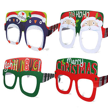 Christmas Card Pack Of Four Fun Glasses, 2 of 5