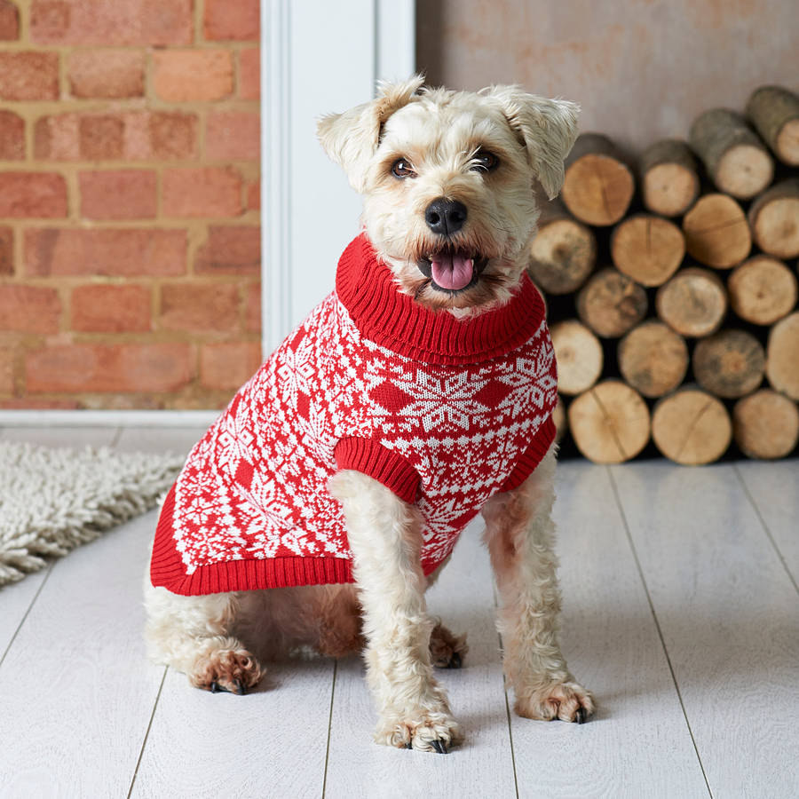 traditional christmas nordic knitted dog jumper by
