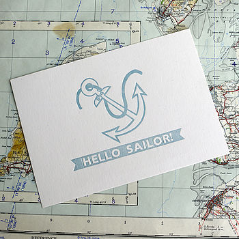 Hello Sailor Nautical Letterpress Print, 2 of 4