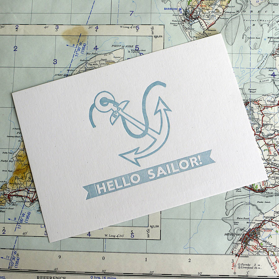 Hello Sailor Nautical Letterpress Print By Print For Love 7820