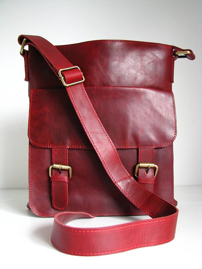 leather cross body messenger bag, vintage red by the leather store ...