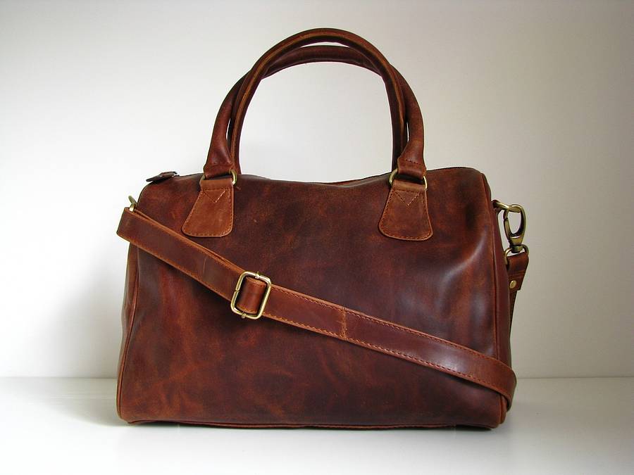 vintage style leather barrel handbag by the leather store ...