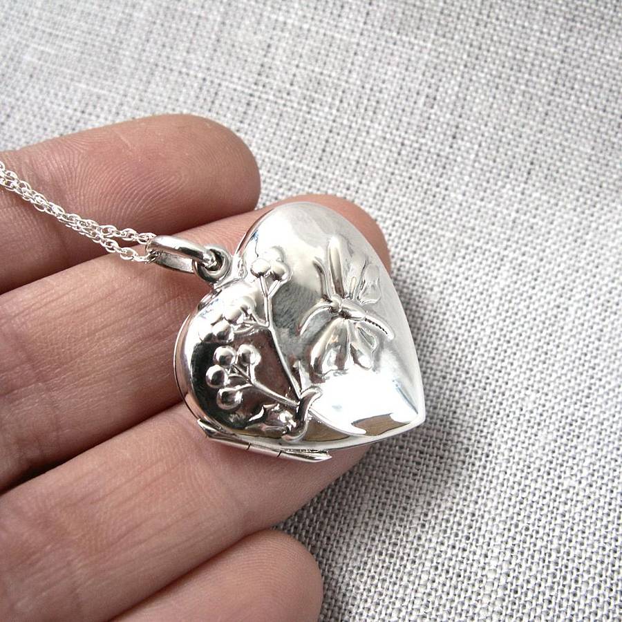butterfly heart locket necklace by gaamaa