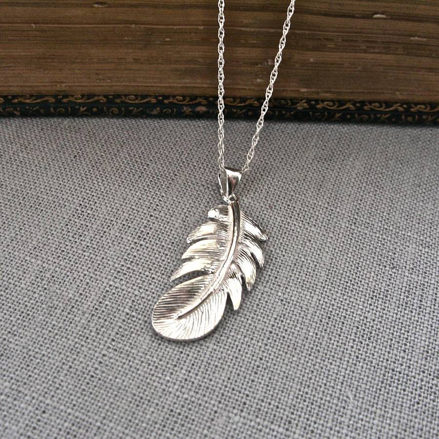 silver feather necklace by gaamaa | notonthehighstreet.com