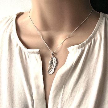 Silver Feather Necklace, 3 of 9