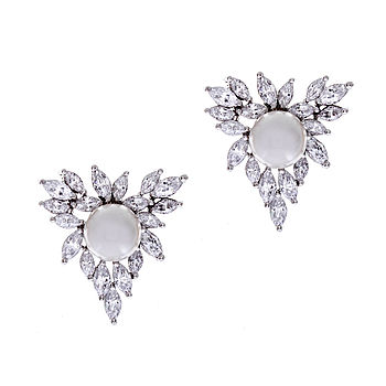 Eva Pearl And Crystal Wedding Earrings By Debbie Carlisle ...