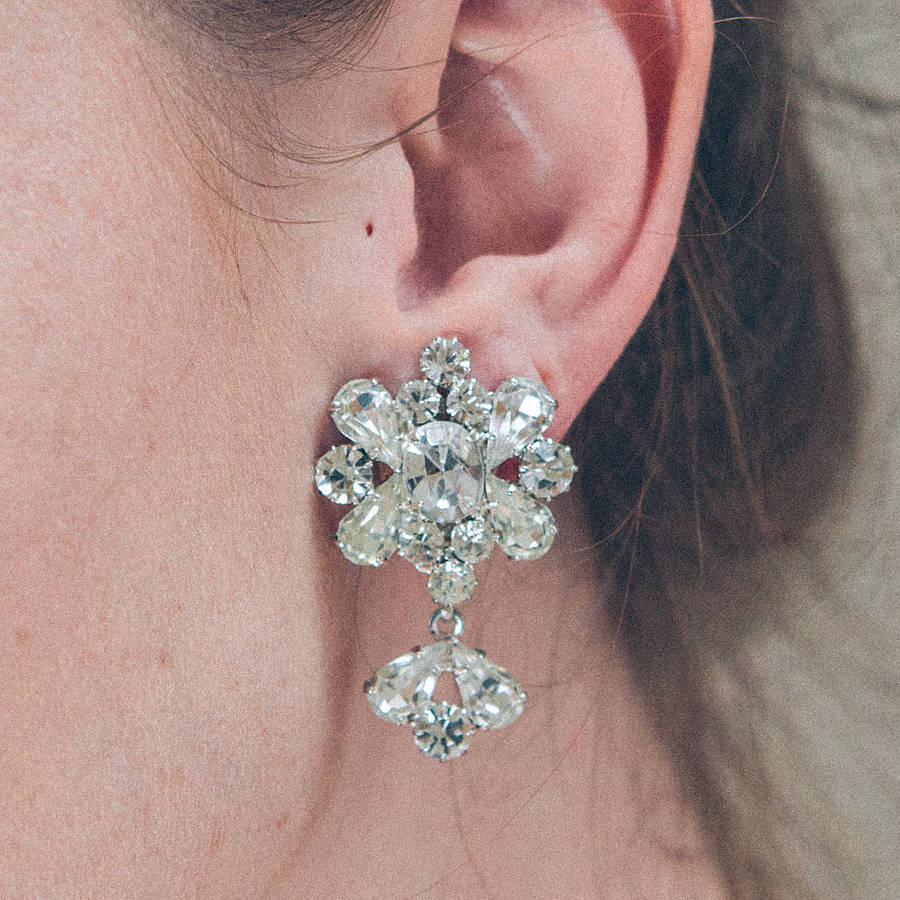 Audrey Clip On Crystal Bridal Earrings By Debbie Carlisle