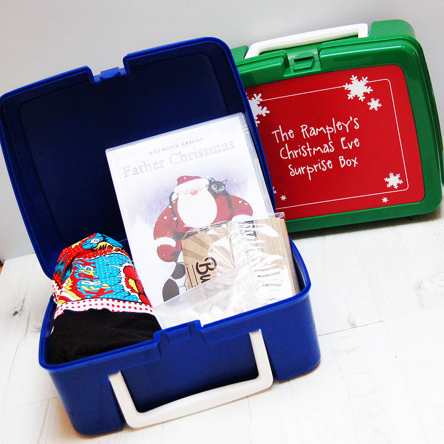 personalised 'christmas eve surprises' box by spotty n stripy