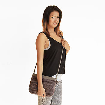 Sunda Leather Shoulder Bag With Knit Design By AURA QUE ...