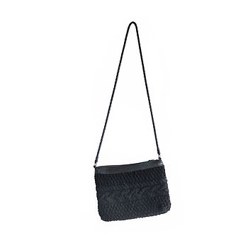 Sunda Leather Shoulder Bag With Knit Design By AURA QUE ...