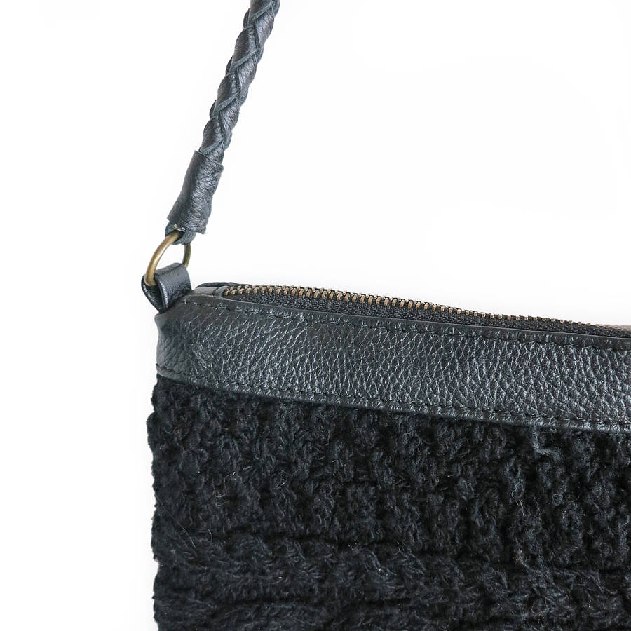 Sunda Leather Shoulder Bag With Knit Design By AURA QUE ...