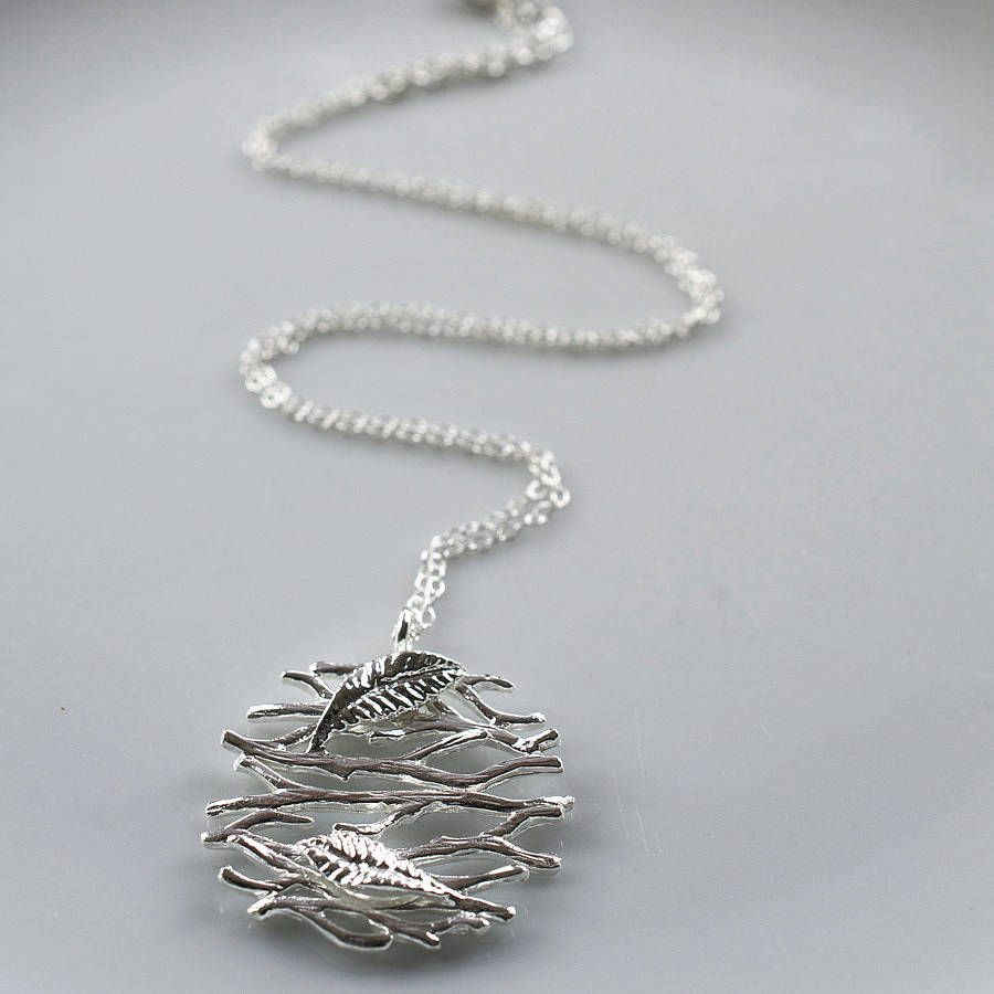 silver twig and leaf necklace by martha jackson sterling silver