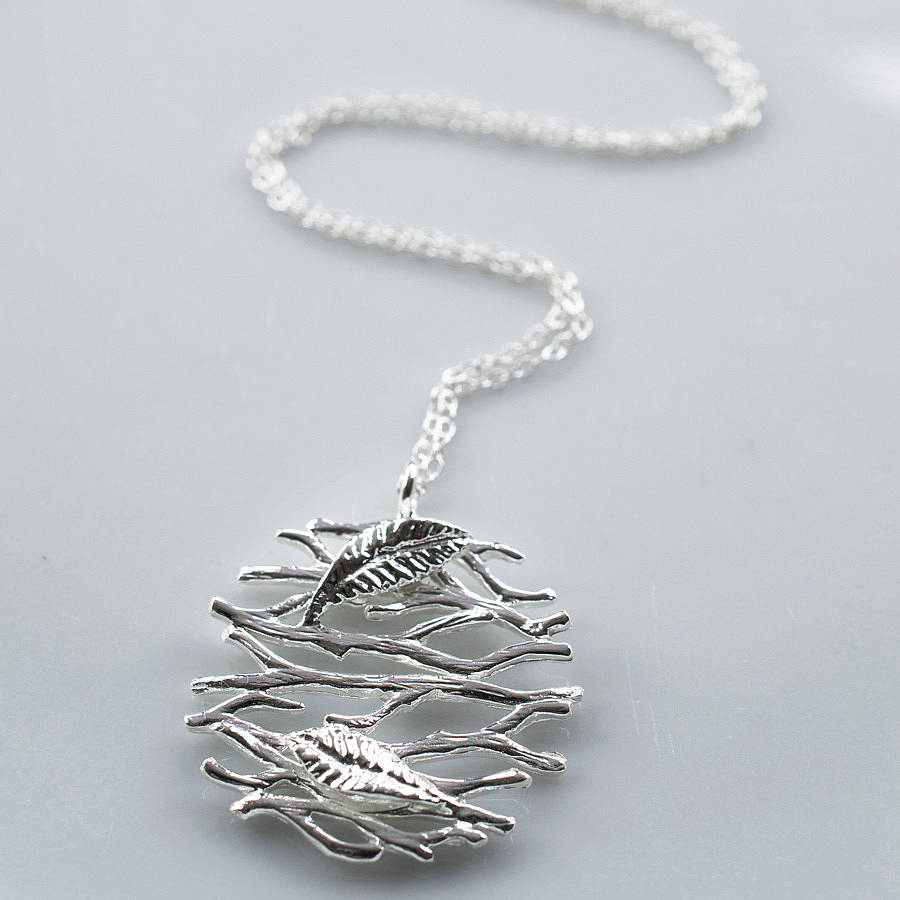 silver twig and leaf necklace by martha jackson sterling silver