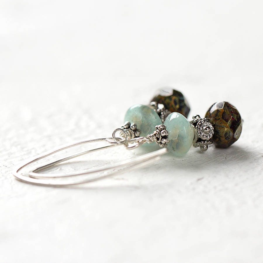Aventurine And Sterling Silver Drop Earrings By Artique Boutique ...