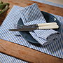 Blue Natural Striped Linen Napkin Jazz, thumbnail 1 of 4