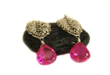 Pink Topaz And Silver Dangle Earrings, 2 of 4