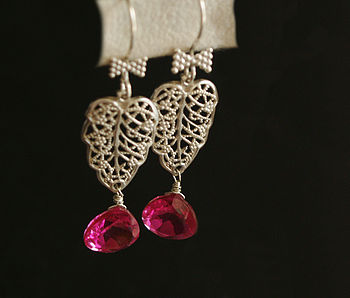 Pink Topaz And Silver Dangle Earrings, 3 of 4