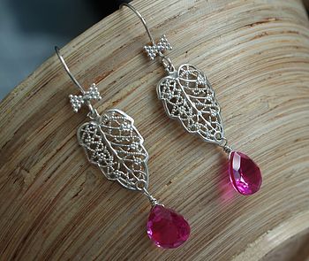 Pink Topaz And Silver Dangle Earrings, 4 of 4
