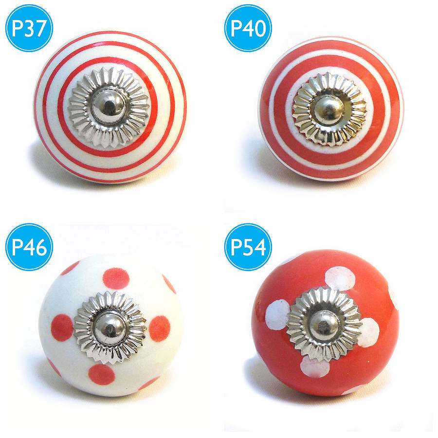 red spots and stripes ceramic cupboard door knob by pushka home ...