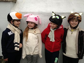 Childs Pink Or Cream Bunny Hi Vis Helmet Cover, 6 of 8