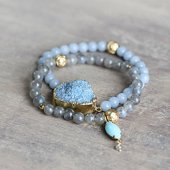 Blue Druzy Gemstone Bracelets By Artique Boutique | notonthehighstreet.com