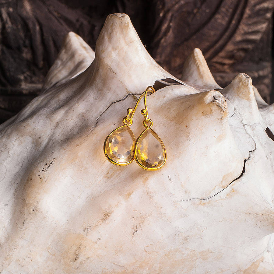 lemon quartz drop earrings by rochejewels | notonthehighstreet.com