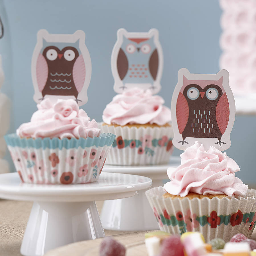 patchwork owl party cupcake cases and toppers by ginger ray ...