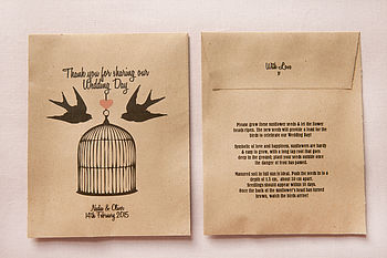 10 Love Birds Personalised Seed Packet Favours, 5 of 6