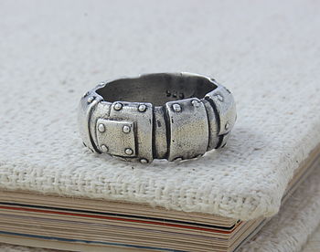 Steampunk Sterling Silver Wedding Band, 2 of 3