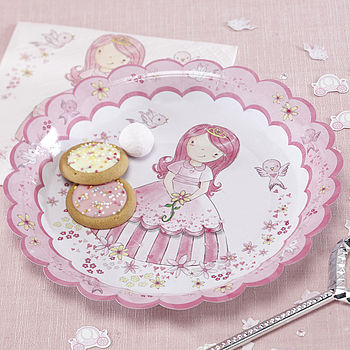 princess pink party paper plates by ginger ray | notonthehighstreet.com