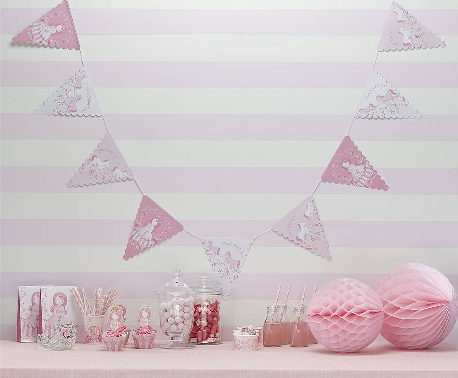 princess and pony pink party paper bunting by ginger ray