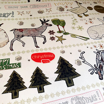 Recycled Christmas Wrapping Paper Three Sheets, 2 of 11