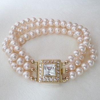 Art Deco Inspired Three String Pearl Bracelet, 4 of 7