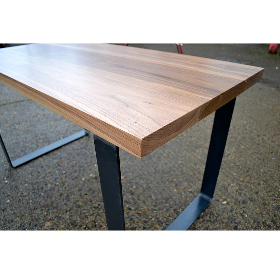 Desk In Solid Walnut With Bold Steel Base By Wicked Hairpins Desk In Solid Walnut With Bold Steel Base