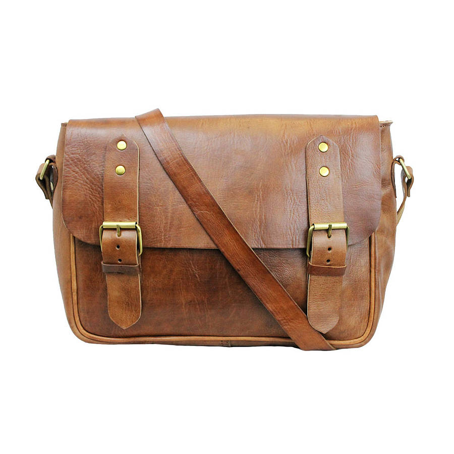 veau two buckles leather messenger bag by ismad london ...