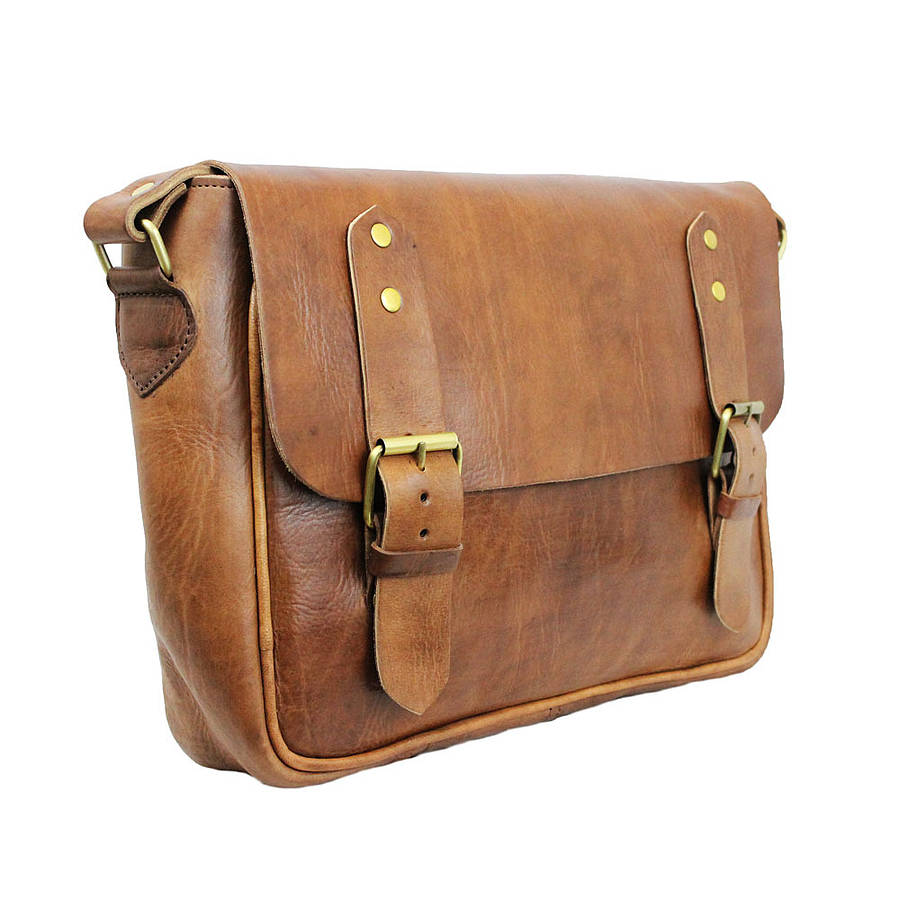 veau two buckles leather messenger bag by ismad london ...