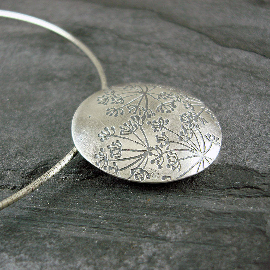 cow parsley silver disc pendant by camali design | notonthehighstreet.com