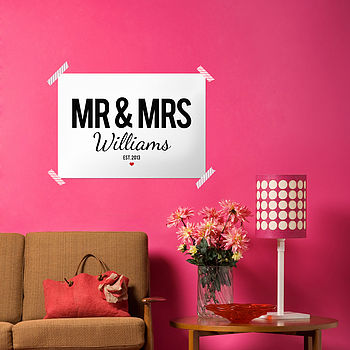 Mr And Mrs Wedding Or Anniversary Print, 3 of 4
