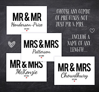 Mr And Mrs Wedding Or Anniversary Print, 4 of 4