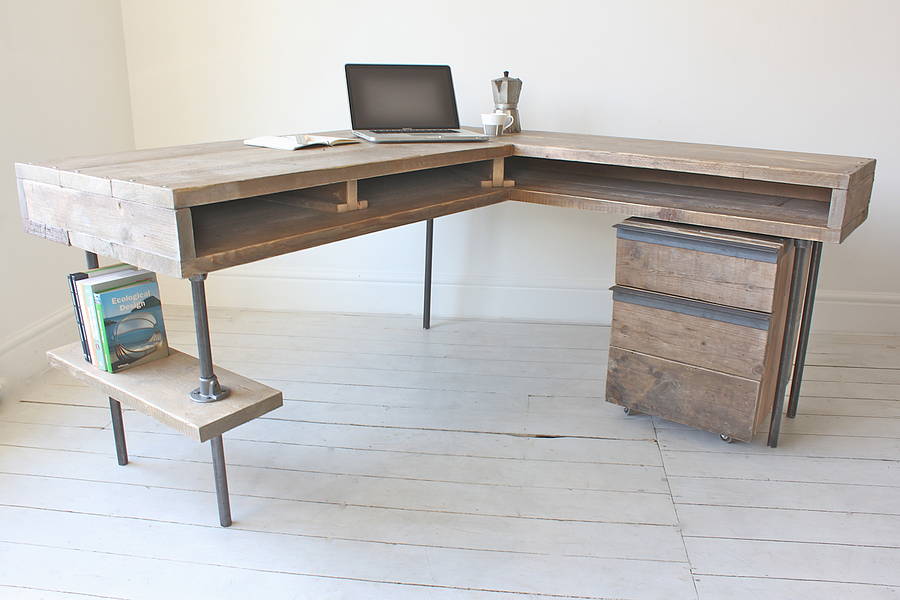 Stuart Industrial Reclaimed Board Corner Desk By Urban Grain