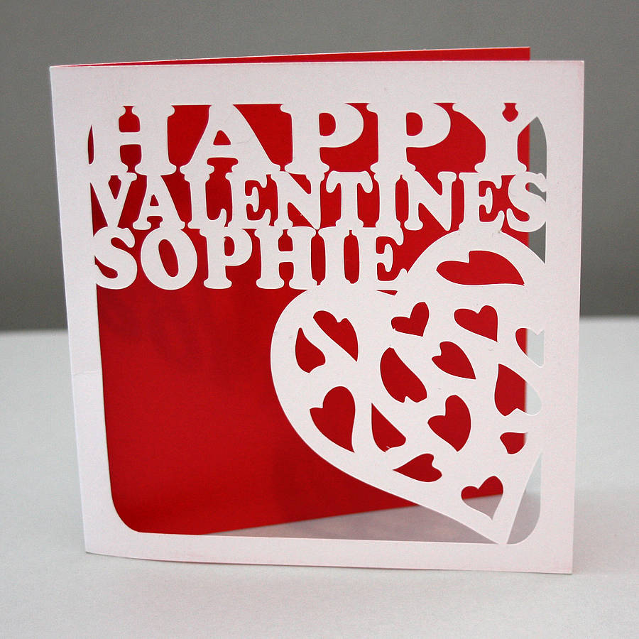 personalised valentines cut out card by whole in the middle ...