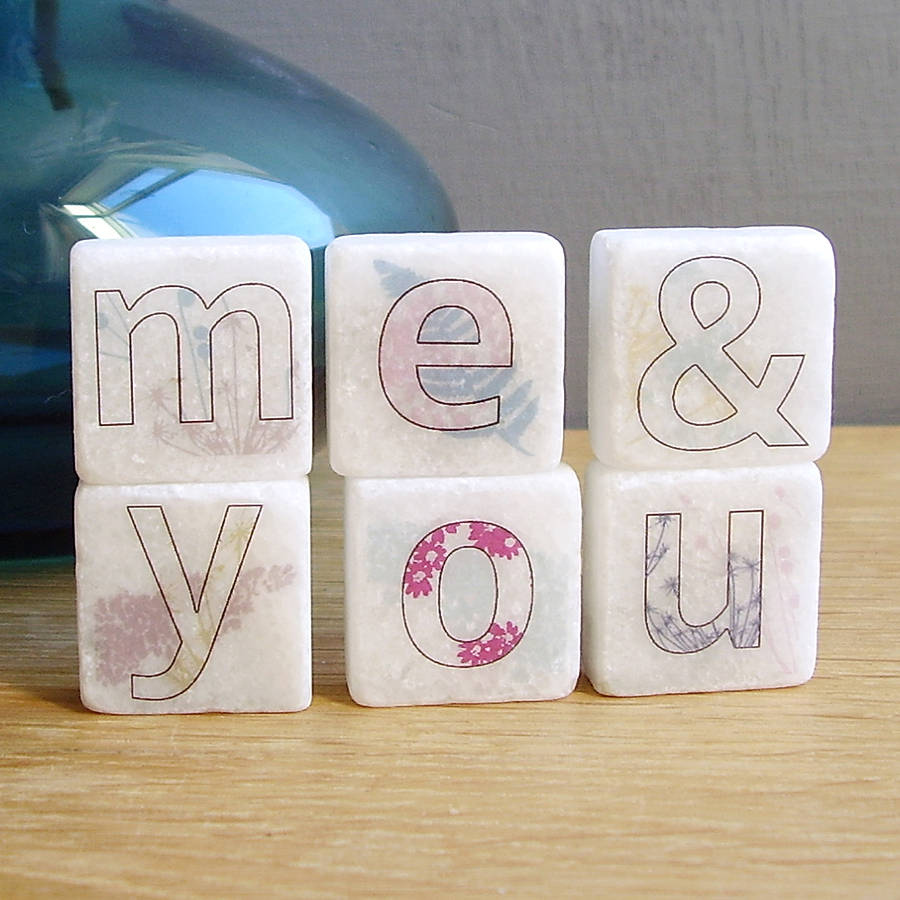 'Me And You' Decorative Mini Marble Letter Tiles By littlebirdydesigns