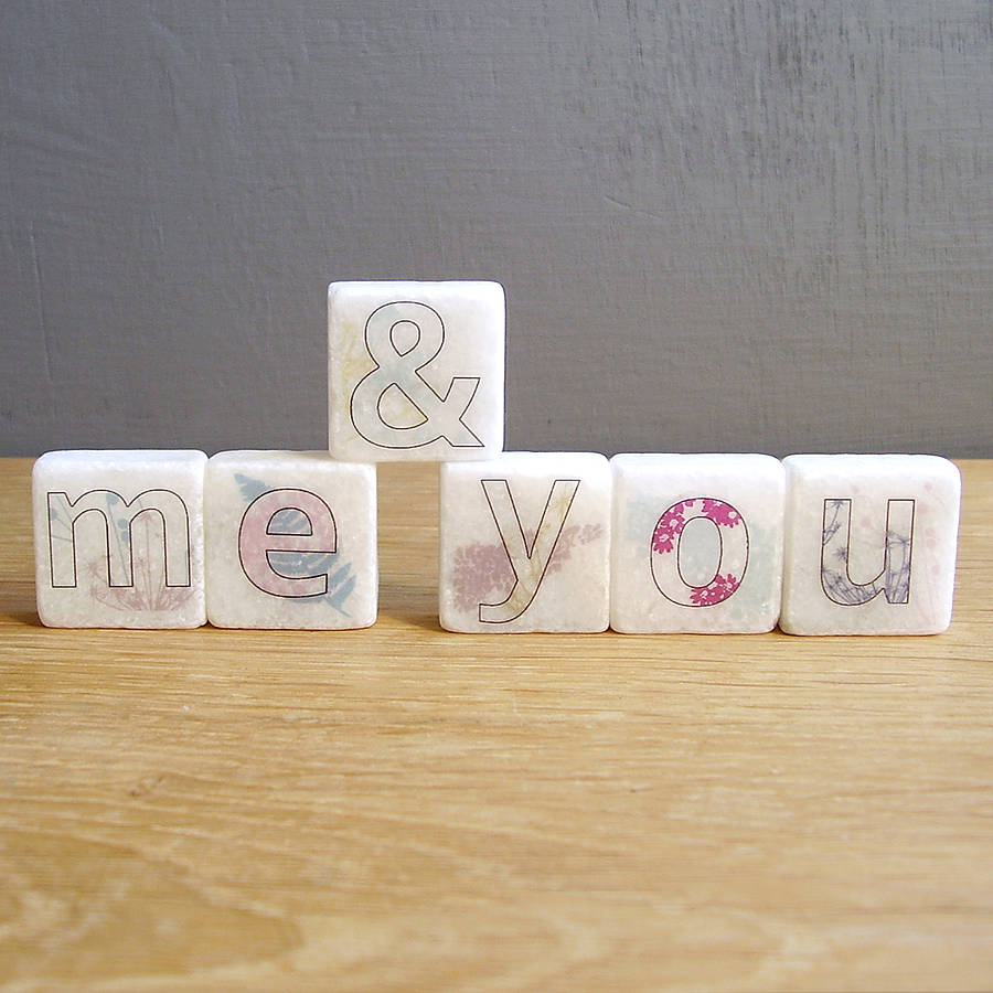 'Me And You' Decorative Mini Marble Letter Tiles By littlebirdydesigns