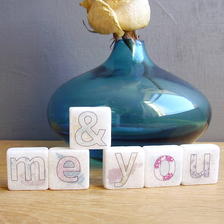 'Me And You' Decorative Mini Marble Letter Tiles By littlebirdydesigns