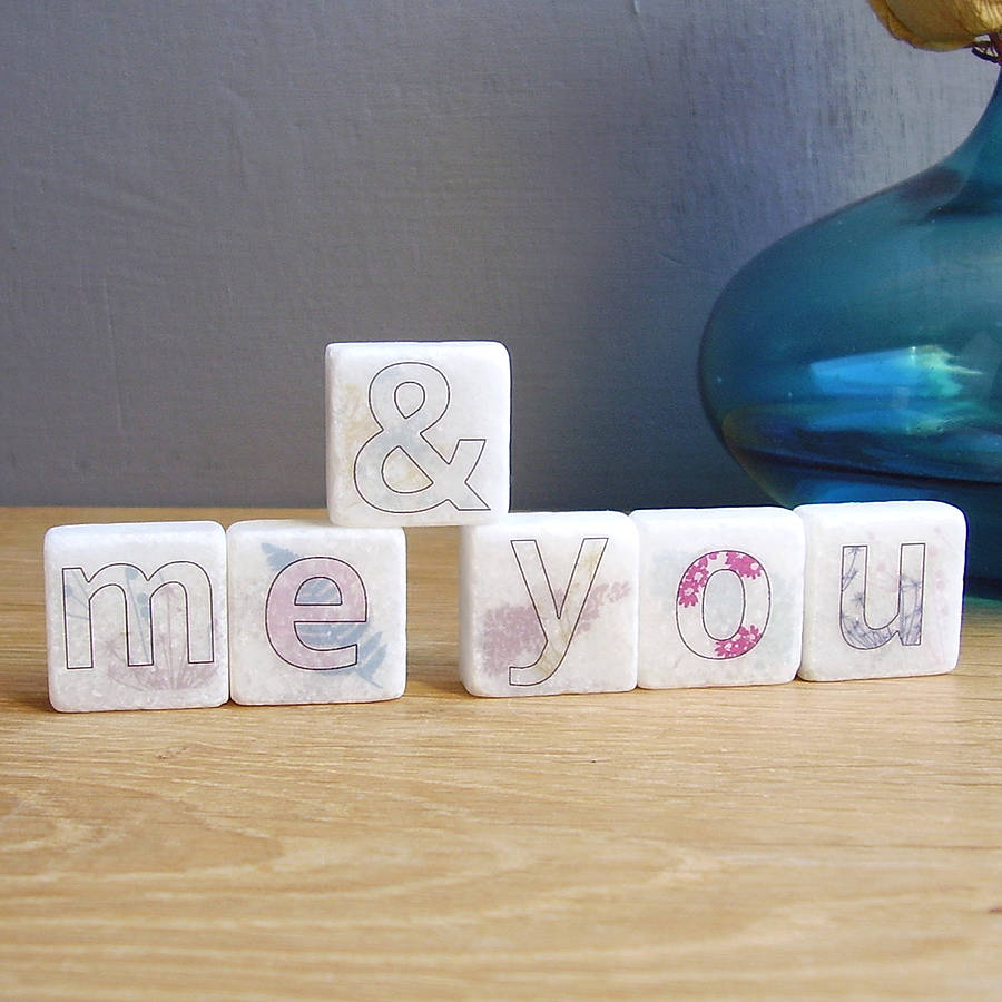 'Me And You' Decorative Mini Marble Letter Tiles By littlebirdydesigns