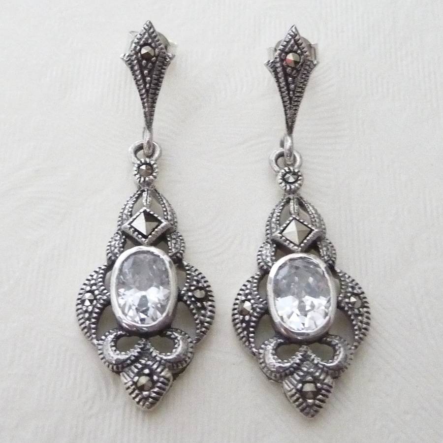Silver Art Deco Inspired Marcasite Earrings By Katherine Swaine ...