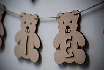 Personalised Teddy And Name Wooden Bunting, 6 of 7
