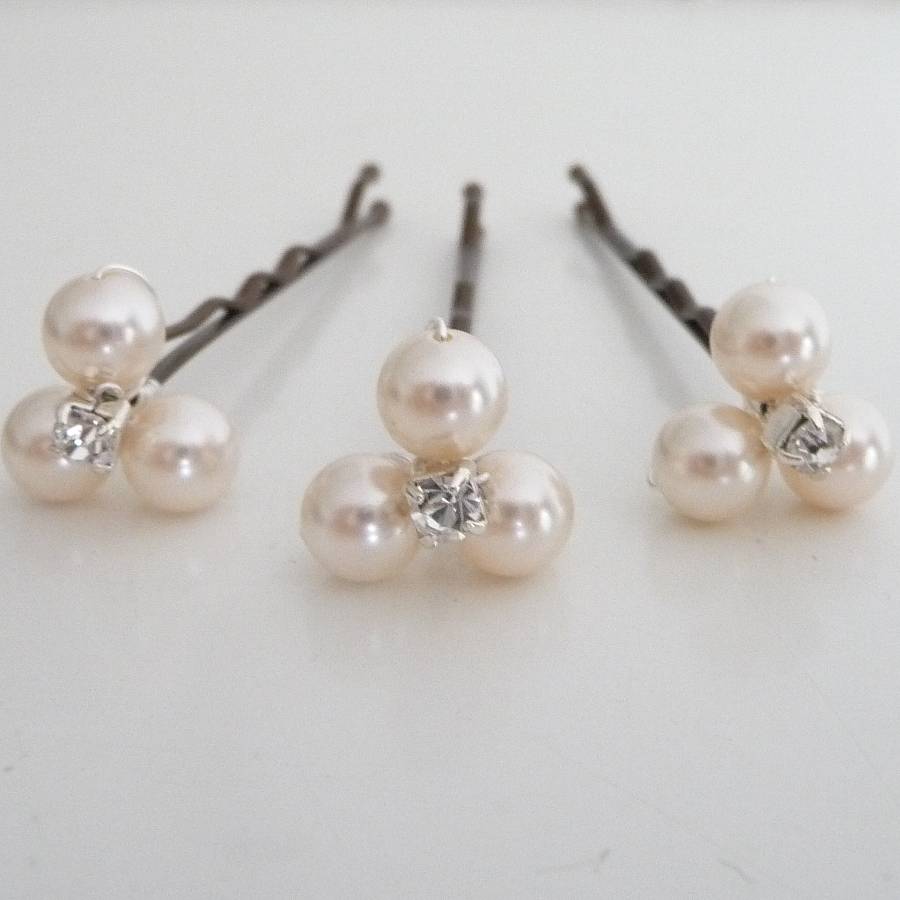 Set Of Three Pearl Hair Grips, 1 of 5